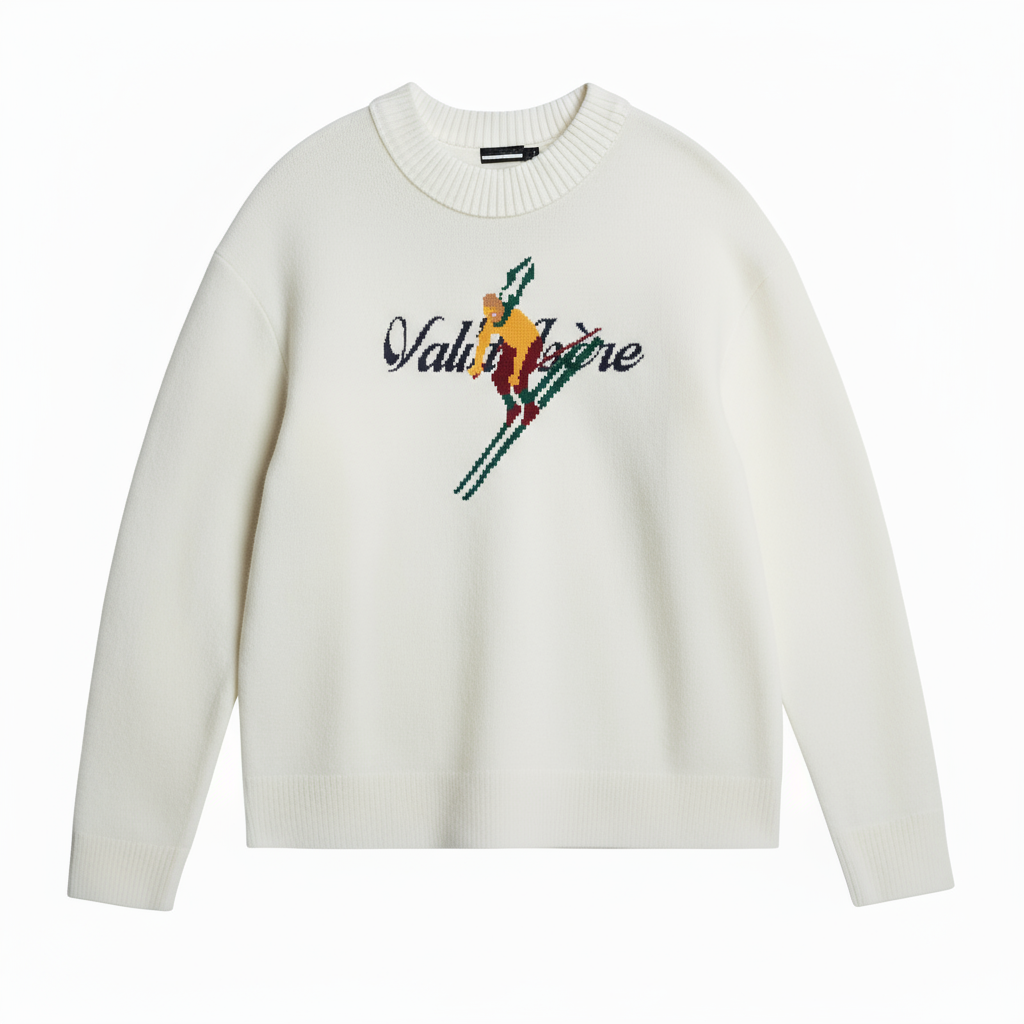 Valmontere Ski Jacquard Knitted Cream Sweater